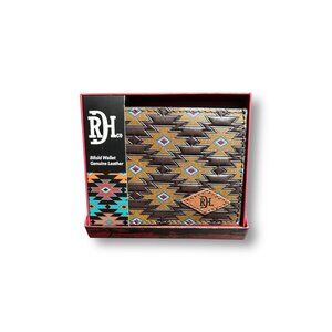 NIB Red Dirt Hat Co Genuine Leather Aztec Western Bifold Wallet Brown Rodeo